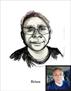 My buddy Brian and his Facebook profile picture. Sometimes when I need to practice I just open my Facebook feed and draw the first selfie I see. 